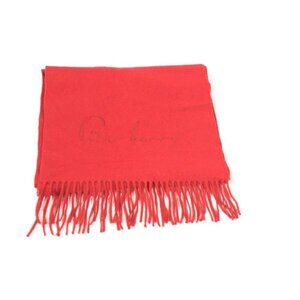 Burberry Womens Red Scarf Classic Giant Cashmere Fringe Solid Made in Scotland